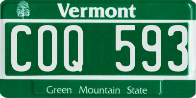 VT license plate COQ593