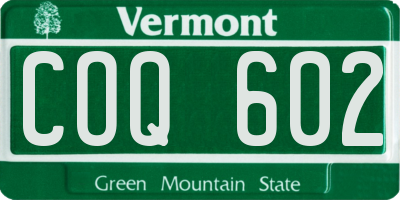VT license plate COQ602