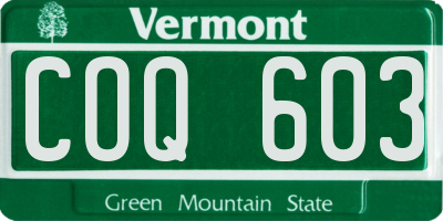 VT license plate COQ603