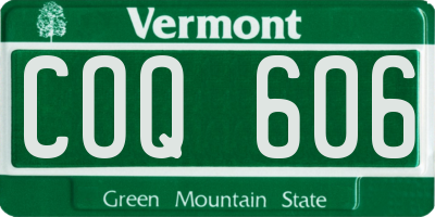 VT license plate COQ606