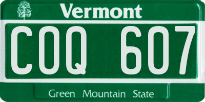 VT license plate COQ607