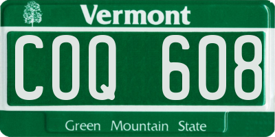 VT license plate COQ608