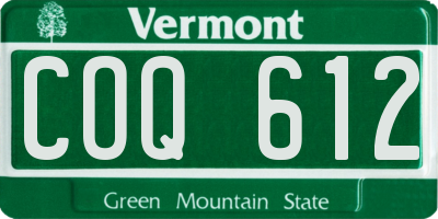 VT license plate COQ612
