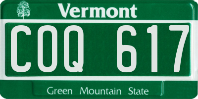 VT license plate COQ617