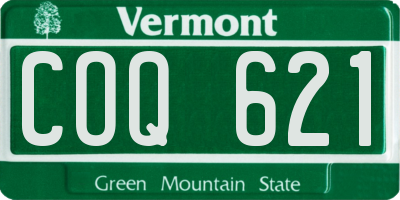 VT license plate COQ621