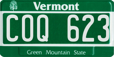 VT license plate COQ623