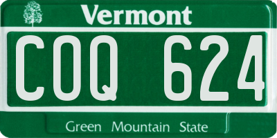 VT license plate COQ624