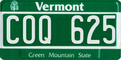 VT license plate COQ625