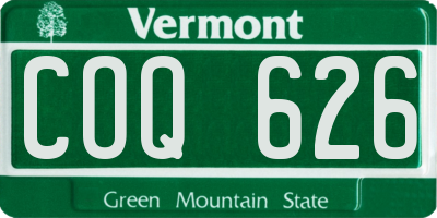 VT license plate COQ626