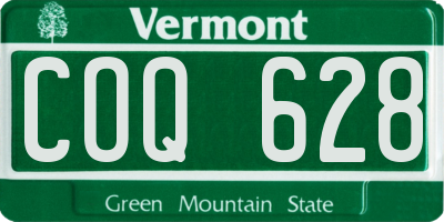 VT license plate COQ628