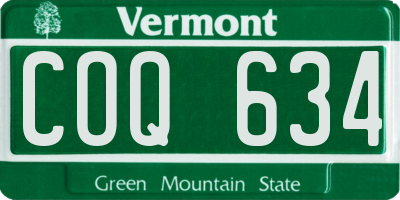 VT license plate COQ634