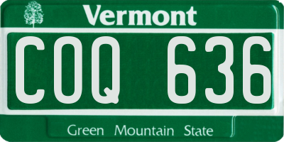 VT license plate COQ636