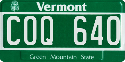 VT license plate COQ640