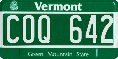 VT license plate COQ642