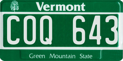 VT license plate COQ643