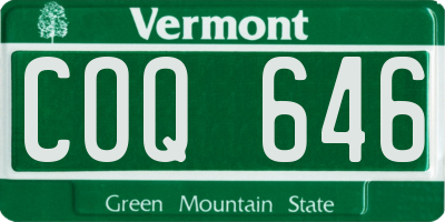 VT license plate COQ646
