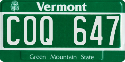 VT license plate COQ647