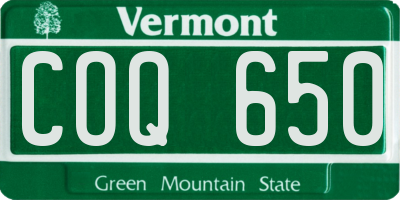 VT license plate COQ650
