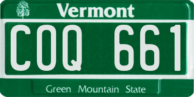 VT license plate COQ661