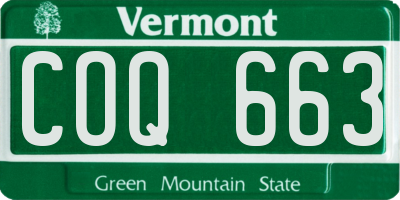 VT license plate COQ663