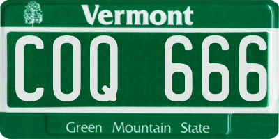 VT license plate COQ666