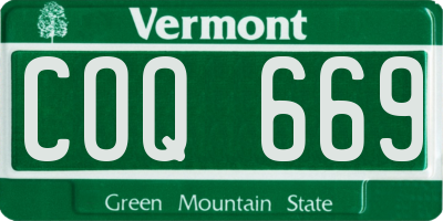 VT license plate COQ669