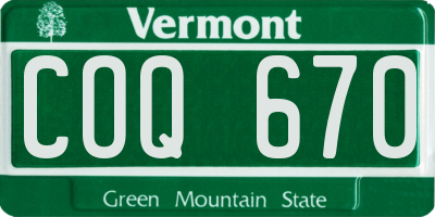 VT license plate COQ670