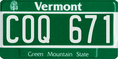 VT license plate COQ671