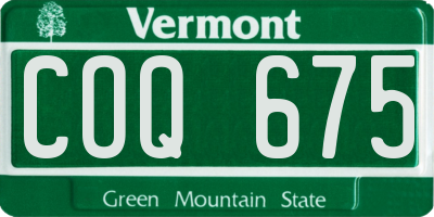 VT license plate COQ675