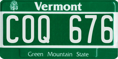 VT license plate COQ676