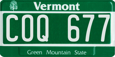 VT license plate COQ677