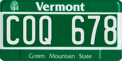 VT license plate COQ678
