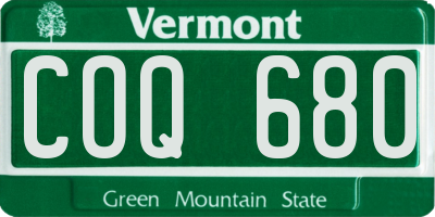 VT license plate COQ680