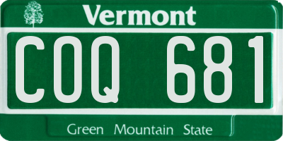 VT license plate COQ681