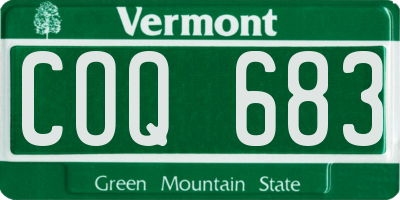 VT license plate COQ683