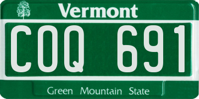 VT license plate COQ691