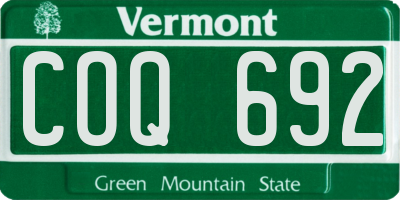 VT license plate COQ692