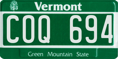 VT license plate COQ694