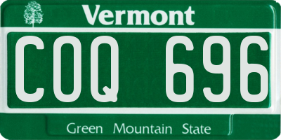 VT license plate COQ696