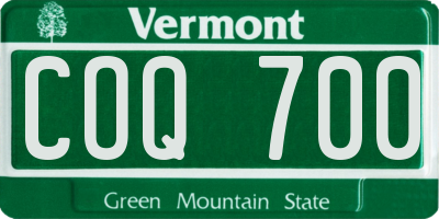 VT license plate COQ700