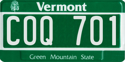 VT license plate COQ701