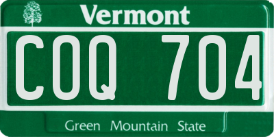 VT license plate COQ704