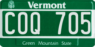VT license plate COQ705