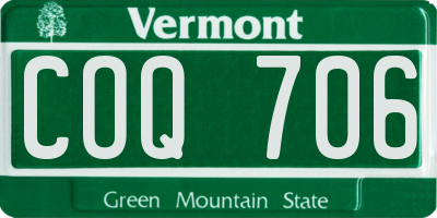 VT license plate COQ706