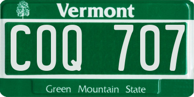 VT license plate COQ707