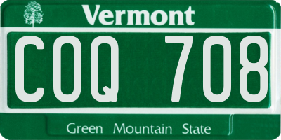 VT license plate COQ708