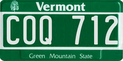 VT license plate COQ712