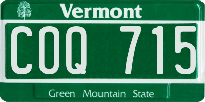 VT license plate COQ715
