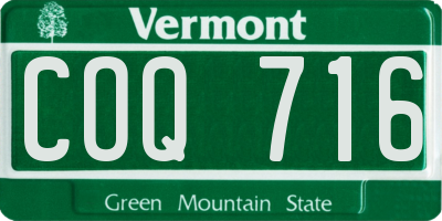 VT license plate COQ716