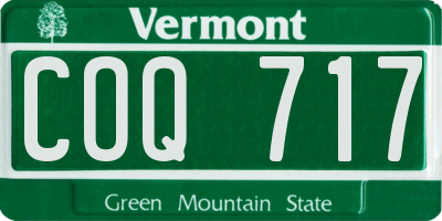 VT license plate COQ717